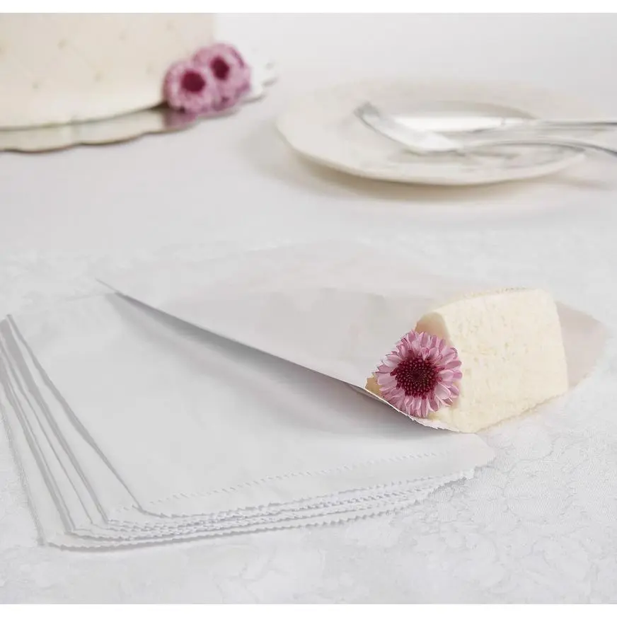 White Wedding Cake Treat Bags 24ct
