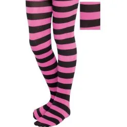 Child Fierce Pink & Black Striped Tights