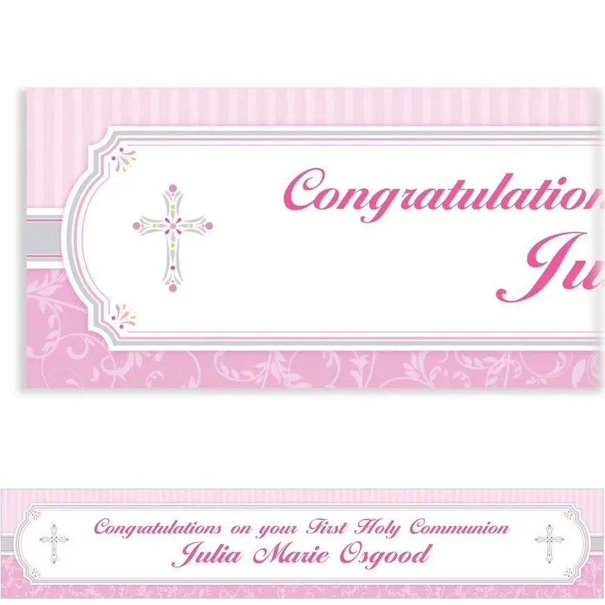 Custom Pink Communion Blessings Banner 6ft