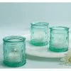 Vintage Blue Glass Tealight Candle Holders