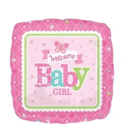 2018-07-20 23:59:30 Girl Welcome Baby Balloon - Welcome Little One, 17in