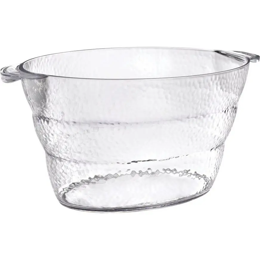 CLEAR Premium Plastic Hammered Oval Ice Bucket