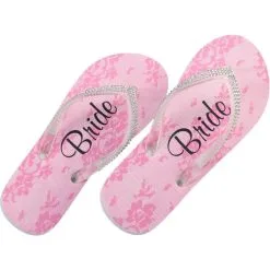 Lillian Rose Adult Small Pink Bride Flip Flops