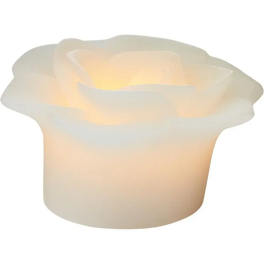 White Floating Flower Water-Activated Flameless LED Candles 2ct - Image 3