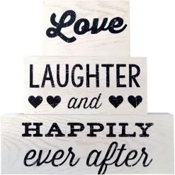NEW VIEW GIFTS & ACCESSORIES Happily Ever After Block Signs 3pc
