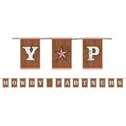 Howdy Partners Yeehaw Western Letter Banner