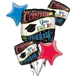 Colorful Congrats Graduate Balloon Bouquet 6pc