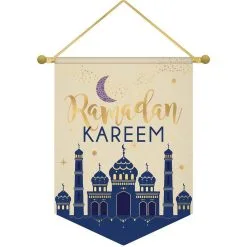 AMSCAN Metallic Gold Ramadan Kareem Canvas Banner