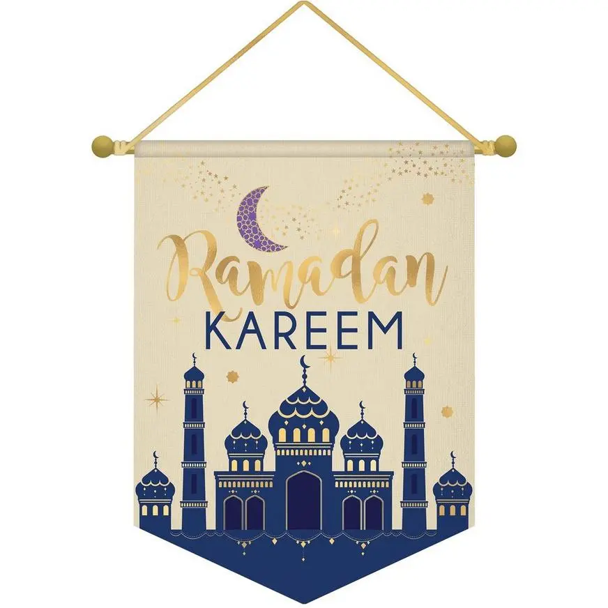AMSCAN Metallic Gold Ramadan Kareem Canvas Banner