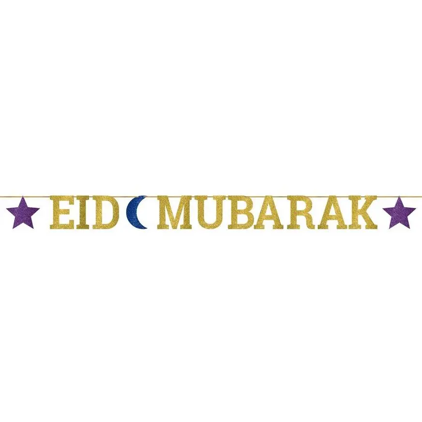 AMSCAN Glitter Eid Mubarak Letter Banner