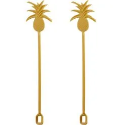 Gold Pineapple Drink Stirrers 16ct