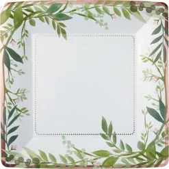 AMSCAN Metallic Floral Greenery Lunch Plates 8ct