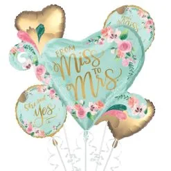 AMSCAN BROOKLYN Mint To Be Bridal Shower Balloon Bouquet 5pc