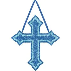 Glitter Blue Cross Sign