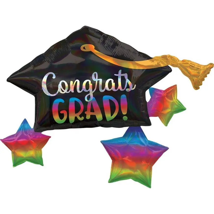 Giant Iridescent Mortarboard Graduation Balloon, 34in