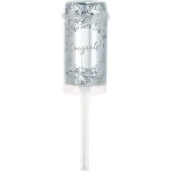 Silver Congrats & Love Confetti Poppers 2ct