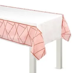 Blush & Rose Gold Plastic Table Cover