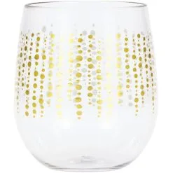 Creative Converting Glittering Gold Dots Plastic Stemless Wine Glass