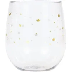 Creative Converting Gold Stars Plastic Stemless Wine Glass