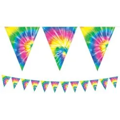 60s Tie-Dye Pennant Banner