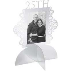 Party City Customizable Metallic Silver 25th Anniversary Photo Centerpiece
