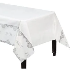 Party City Silver 25th Anniversary Paper Table Cover