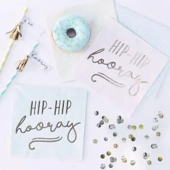 Ginger Ray Gold & Pastel Hip Hip Hooray Lunch Napkins 16ct