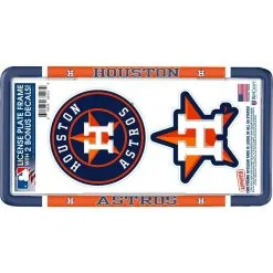 Houston Astros License Plate Frame With Decals 3pc
