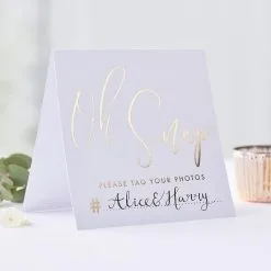 Ginger Ray Metallic Gold Photo Hashtag Tent Cards 5ct