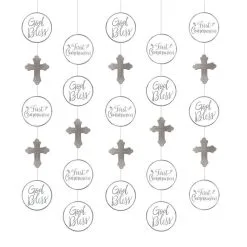 White & Silver First Communion String Decorations 5ct