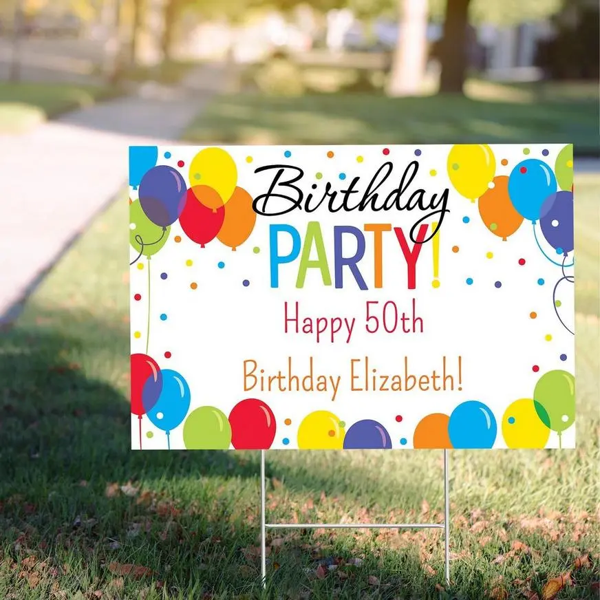 Custom Rainbow Balloon Bash Yard Sign