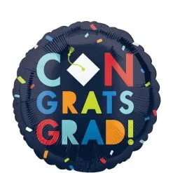 Navy Class Of Awesome Congrats Graduation Balloon, 18in