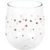 Metallic Rose Gold Dots Plastic Stemless Wine Glass, 14oz - Rosé All Day