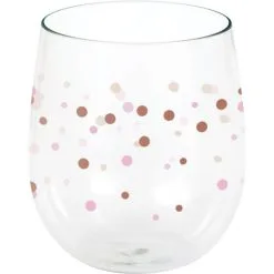 Metallic Rose Gold Dots Plastic Stemless Wine Glass, 14oz - Rosé All Day