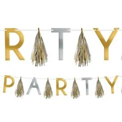 Metallic Gold & Silver Party Tassel Garland