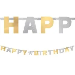 Metallic Gold & Silver Birthday Letter Banner