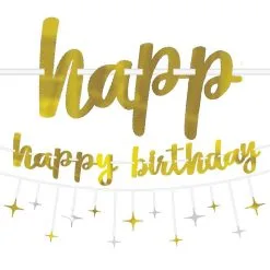 Metallic Gold & Silver Birthday Banners 2ct