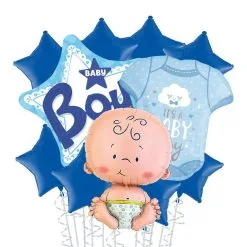 Baby Boy Star Deluxe Balloon Bouquet, 11pc