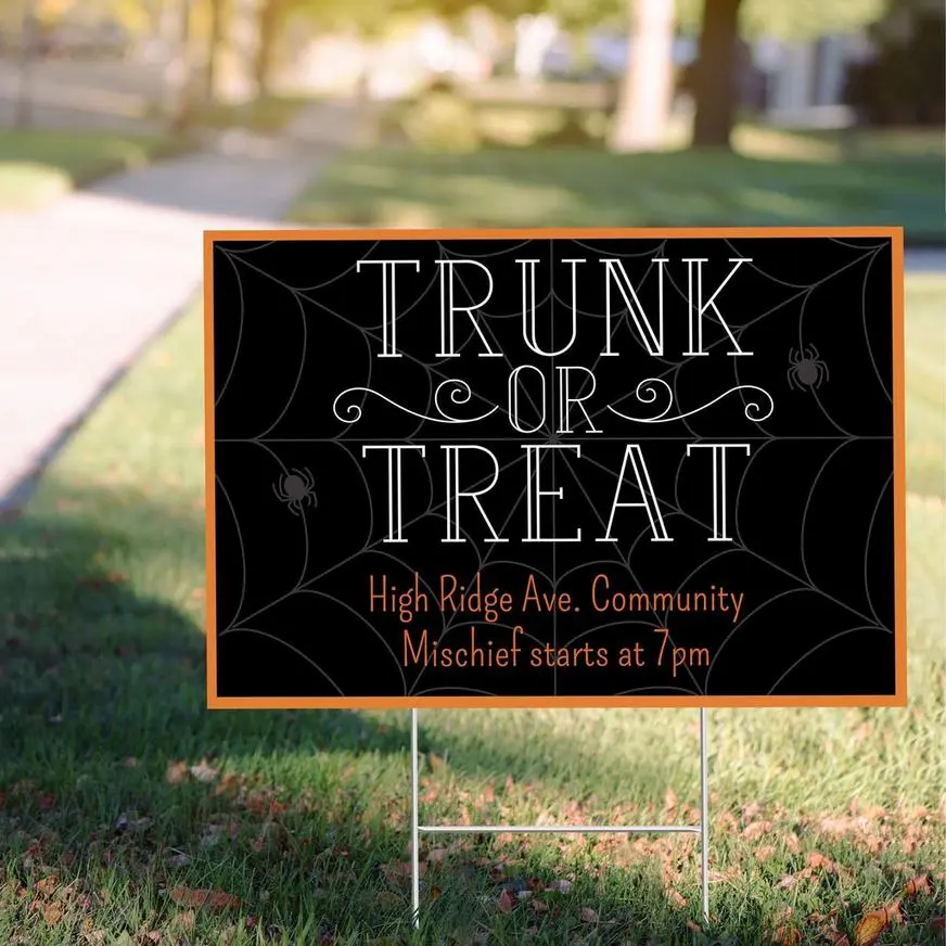 Custom Spider Web Trunk Or Treat Yard Sign
