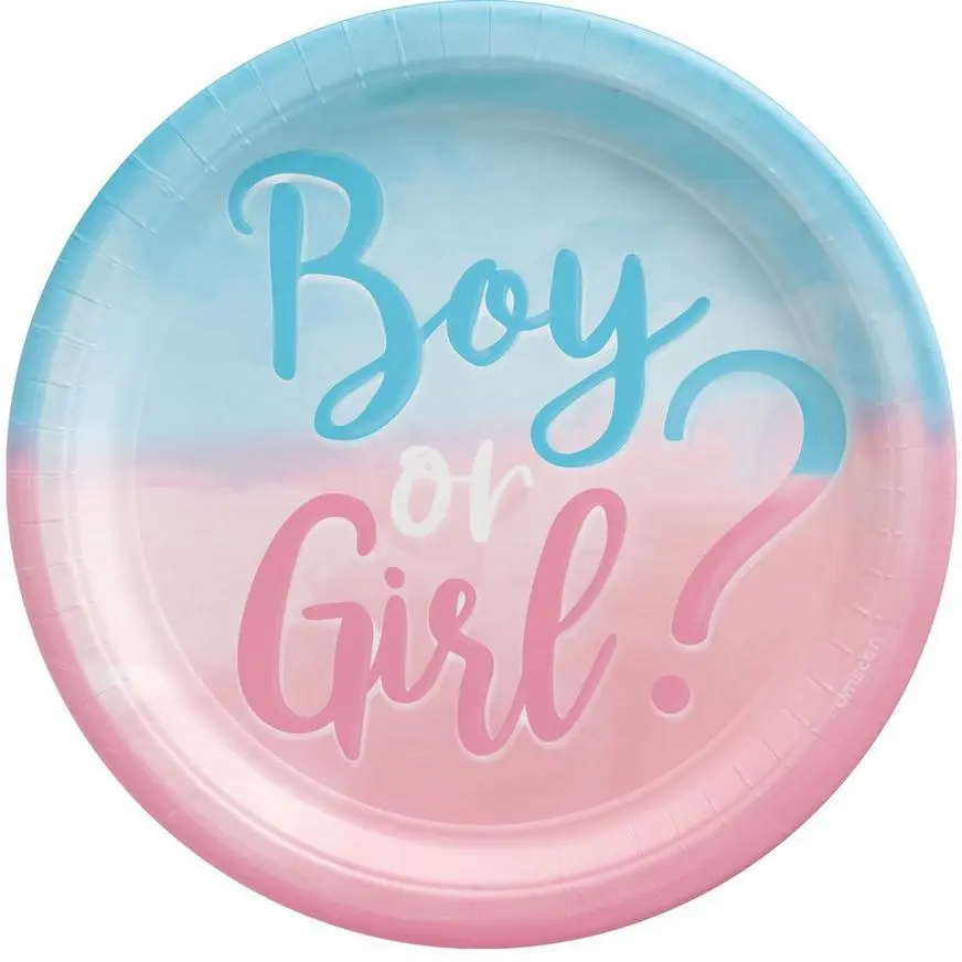 Boy Or Girl? Gender Reveal Paper Dinner Plates, 10.5in, 8ct - The Big Reveal