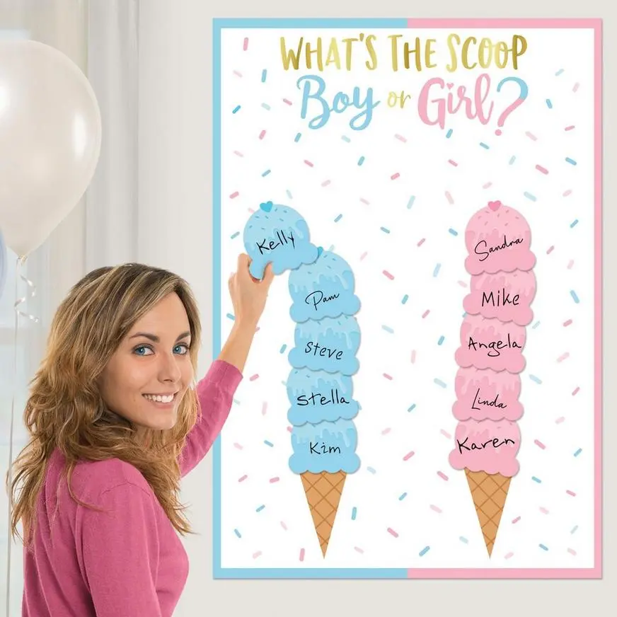 Ice Cream-Themed Boy Or Girl Gender Reveal Voting Board With 24 Stickers - The Big Reveal - Image 2