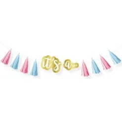 It's A… Gender Reveal Tassel Garland, 8ft - The Big Reveal