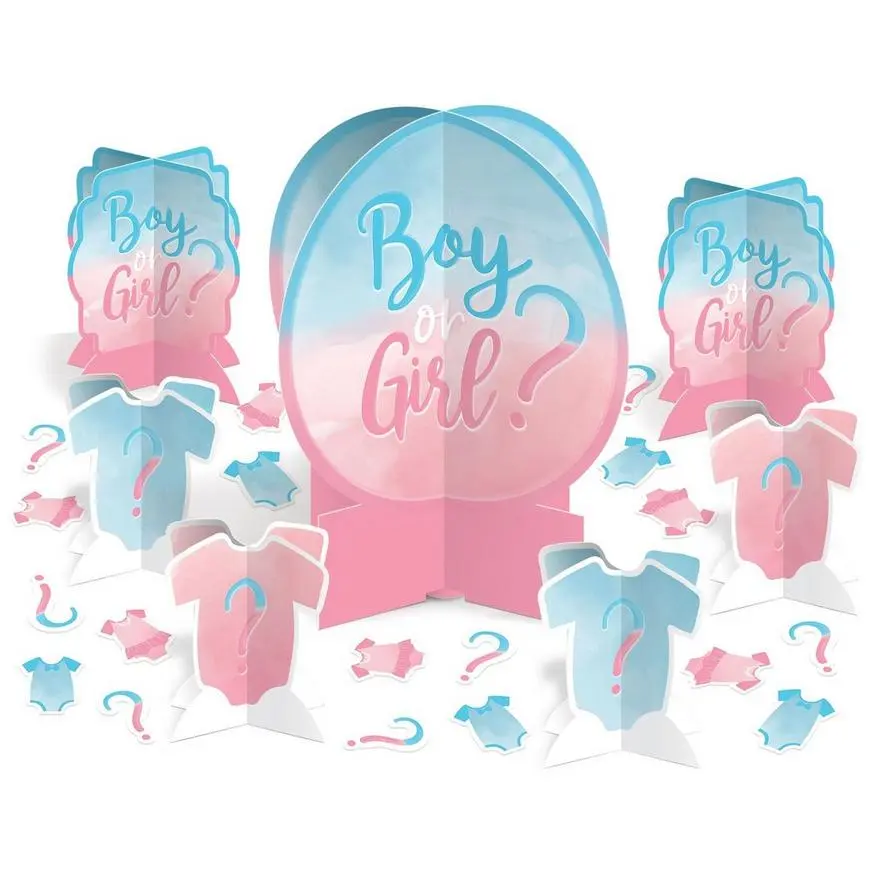 Boy Or Girl? Cardstock Table Decorating Kit, 27pc - The Big Reveal