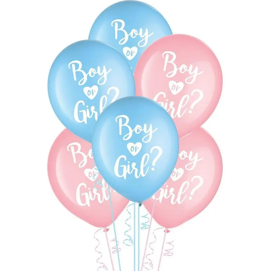 15ct, 12in, Boy Or Girl? Blue & Pink Gender Reveal Latex Balloons - The Big Reveal