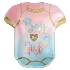 The Big Reveal Boy Or Girl Bodysuit Foil Balloon, 22in X 24in
