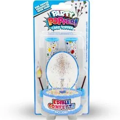 Party Popper! Cake Toppers With Edible Confetti, 4.75in, 2ct - Blue Or Pink
