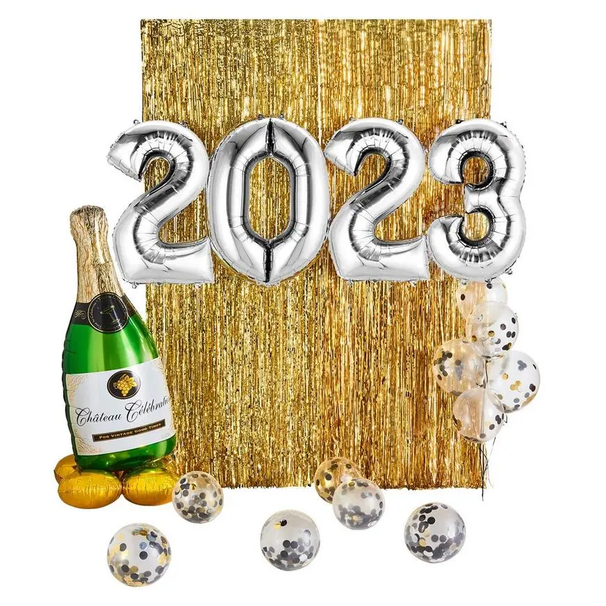 Gold Champagne Celebration New Year's Eve 2023 Balloon Backdrop Kit