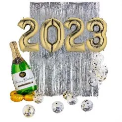 DIY Silver Champagne Celebration New Year's Eve 2023 Balloon Backdrop Kit