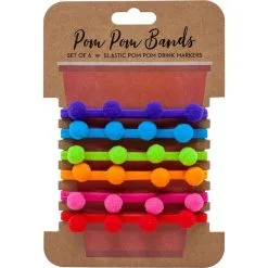 Pom-Pom Band Drink Markers, 6ct
