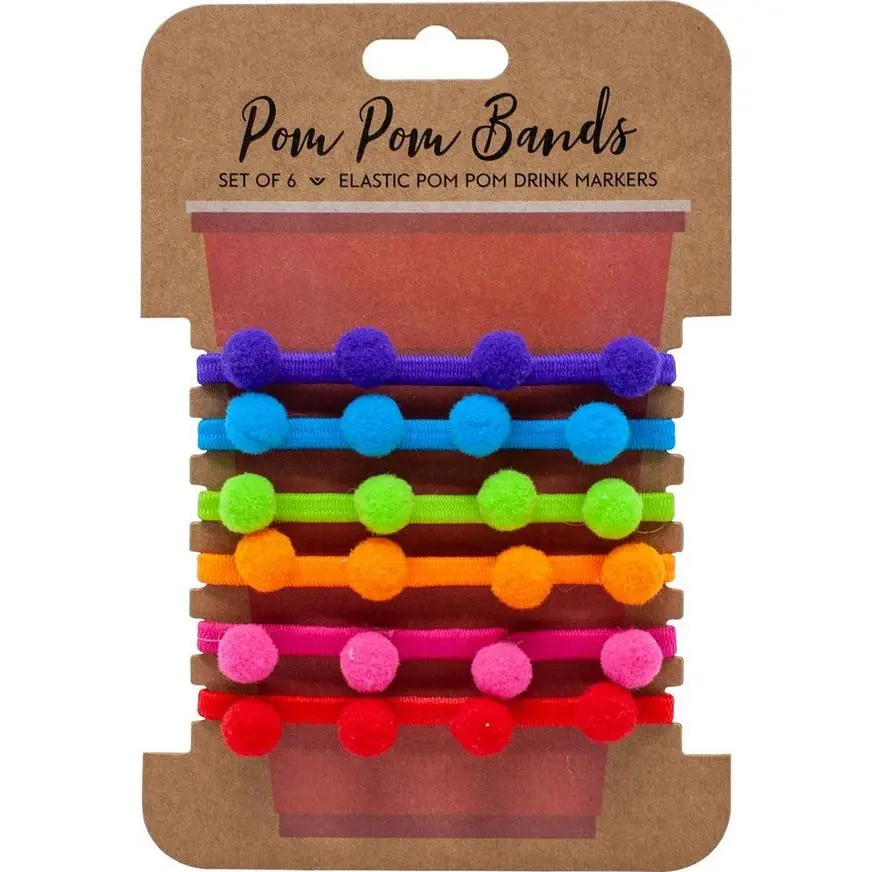 Pom-Pom Band Drink Markers, 6ct